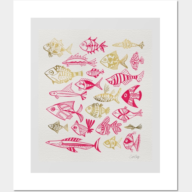fish inkings pink maroon Wall Art by CatCoq